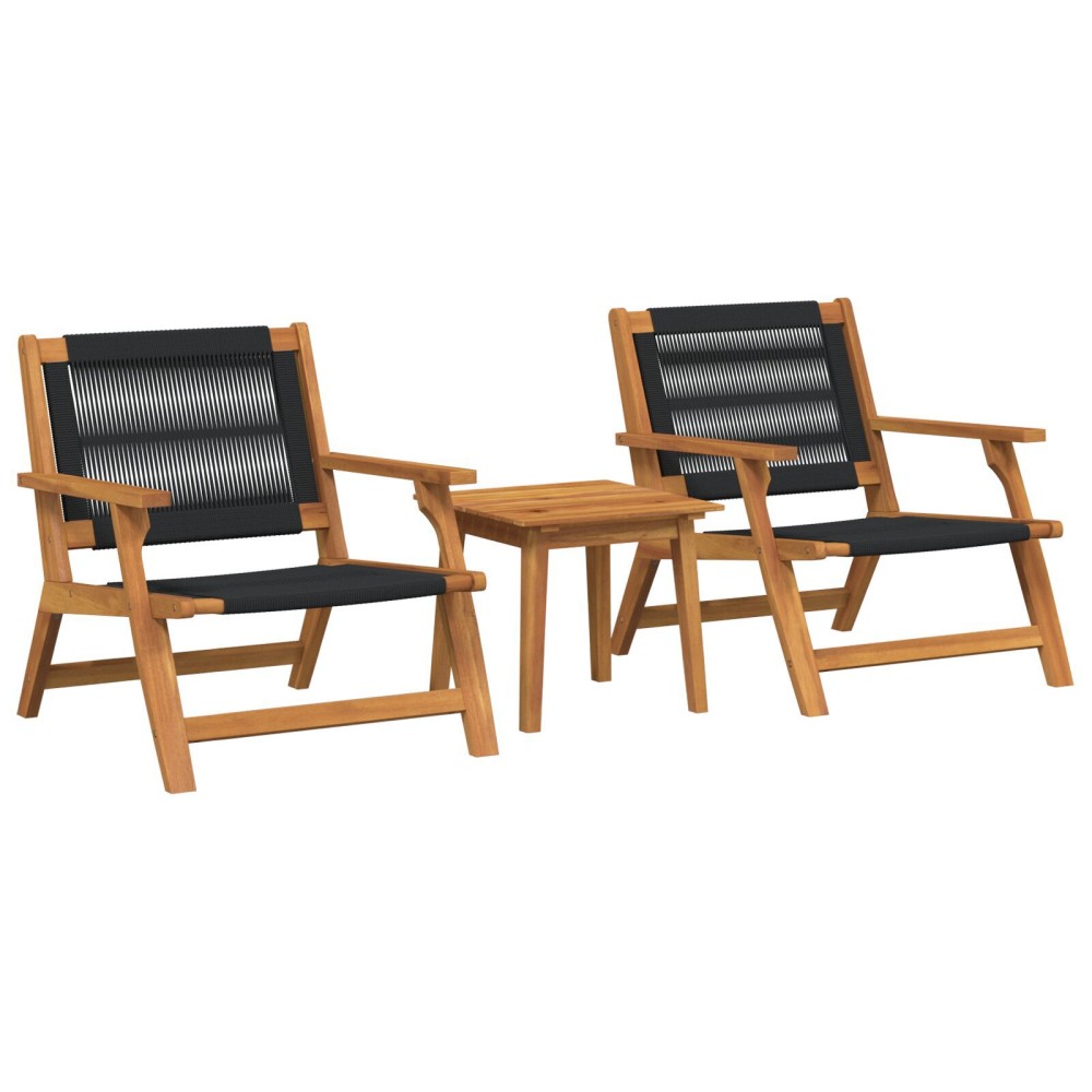 vidaXL Scaune de Grădină cu Masă 3 pcs Negru 45 x 45 x 40 cm