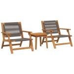vidaXL Set de scaune de grădină 3 piese Gri Lemn masiv de acacia