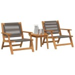 vidaXL Set de scaune de grădină 3 piese Gri Lemn masiv de acacia