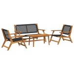 vidaXL Set de scaune și masă pentru grădină - 4 piese din lemn de acacia neagră