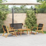 vidaXL Set de scaune și masă pentru grădină - 4 piese din lemn de acacia neagră
