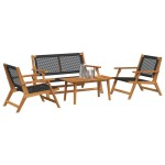 vidaXL Set de scaune și masă pentru grădină - 4 piese din lemn de acacia neagră