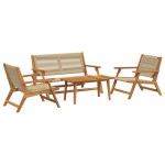 vidaXL Set de scaune și masă de 4 - Lemn de acacia bej