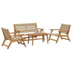 vidaXL Set de scaune și masă de 4 - Lemn de acacia bej