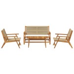 vidaXL Set de scaune și masă de 4 - Lemn de acacia bej