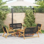 vidaXL Set scaune de grădină 5 piese Negru Lemn masiv de acacia