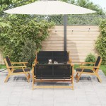 vidaXL Set scaune de grădină 5 piese Negru Lemn masiv de acacia