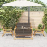 vidaXL Set de Scaune cu Masă , 5 Piese, Gri, Lemn masiv de acacia