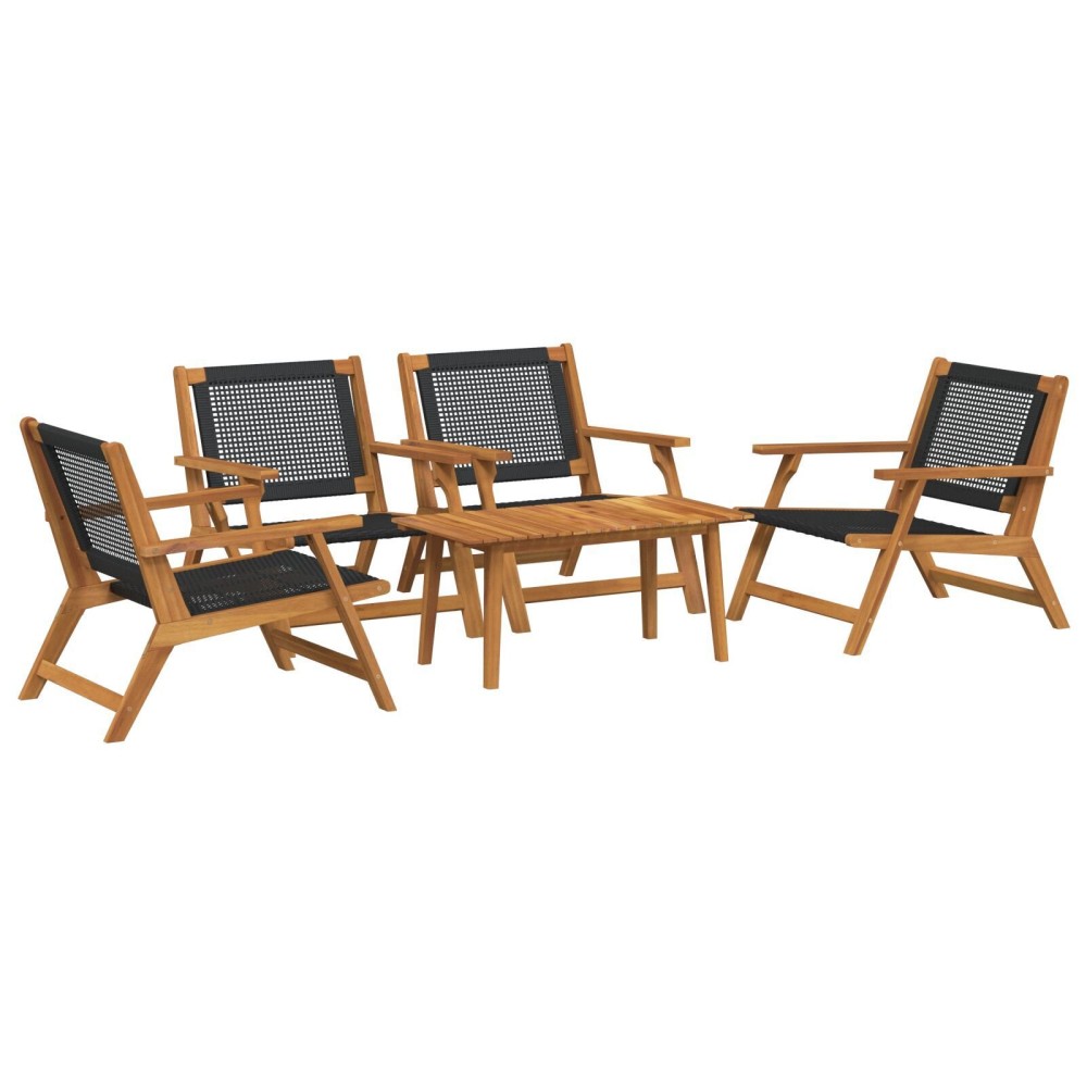 vidaXL Set de Scaune cu Masă - 5 Piese, Lemn de Acacia Negru