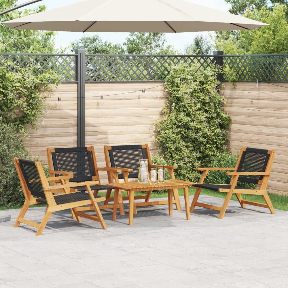 vidaXL Set de Scaune cu Masă - 5 Piese, Lemn de Acacia Negru