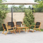 vidaXL Set de Scaune cu Masă - 5 Piese, Lemn de Acacia Negru