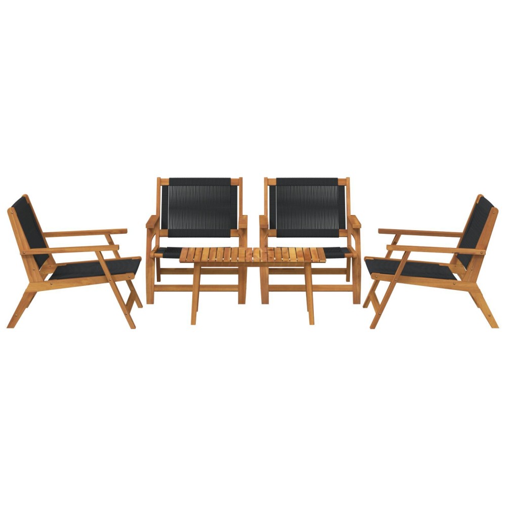 vidaXL Set de scaune și masă de grădină de 5 piese - Lemn de acacia negru