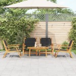 vidaXL Set de scaune și masă de grădină de 5 piese - Lemn de acacia negru