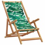 vidaXL Scaune de plajă pliabile 2 buc model frunze, textil/lemn masiv vidaXL Scaune de plajă pliabile 2 buc model frunze, textil/lemn masiv