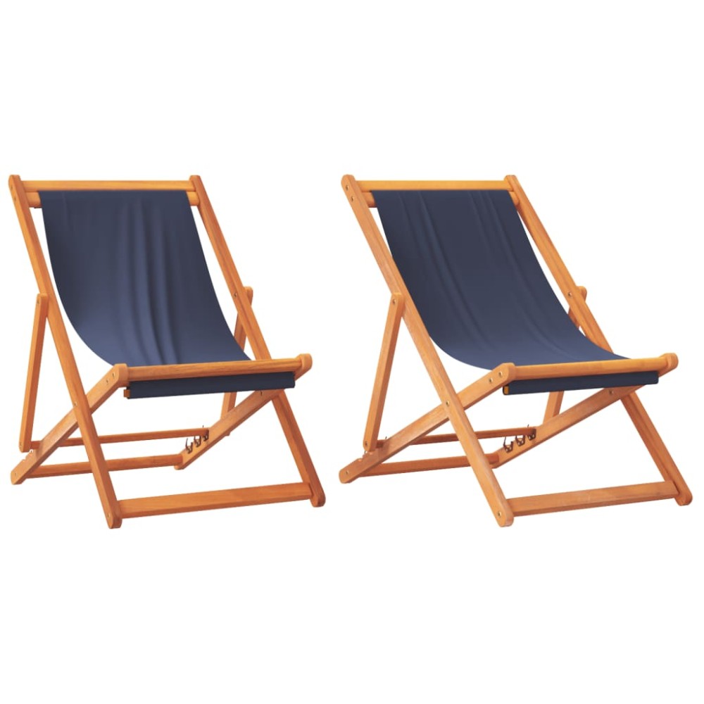 vidaXL Scaune de plajă pliante, 2 buc., albastru, material textil
