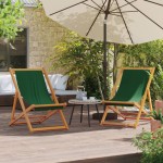 vidaXL Scaune de plajă pliante, 2 buc., verde, material textil vidaXL Scaune de plajă pliante, 2 buc., verde, material textil