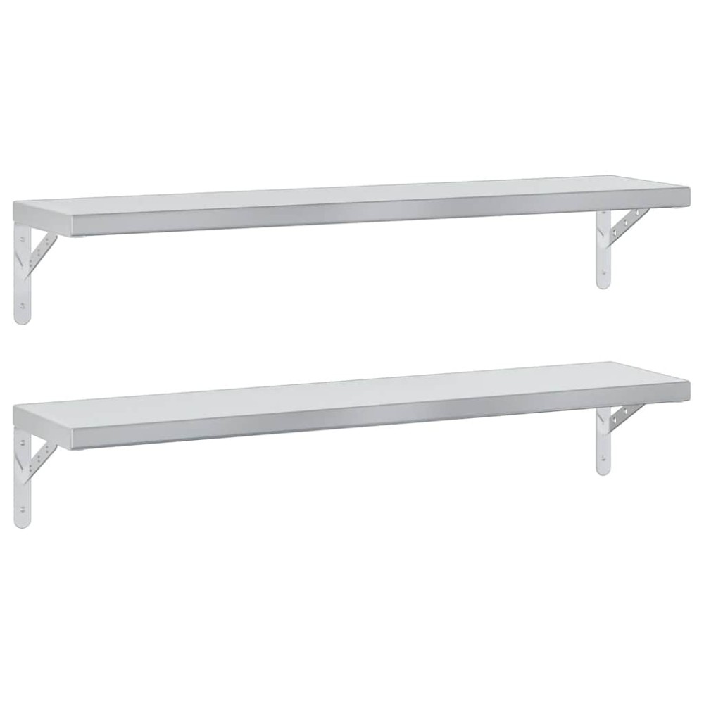 vidaXL Rafturi de perete 2 buc. 100x23,5 cm argintiu oțel inoxidabil