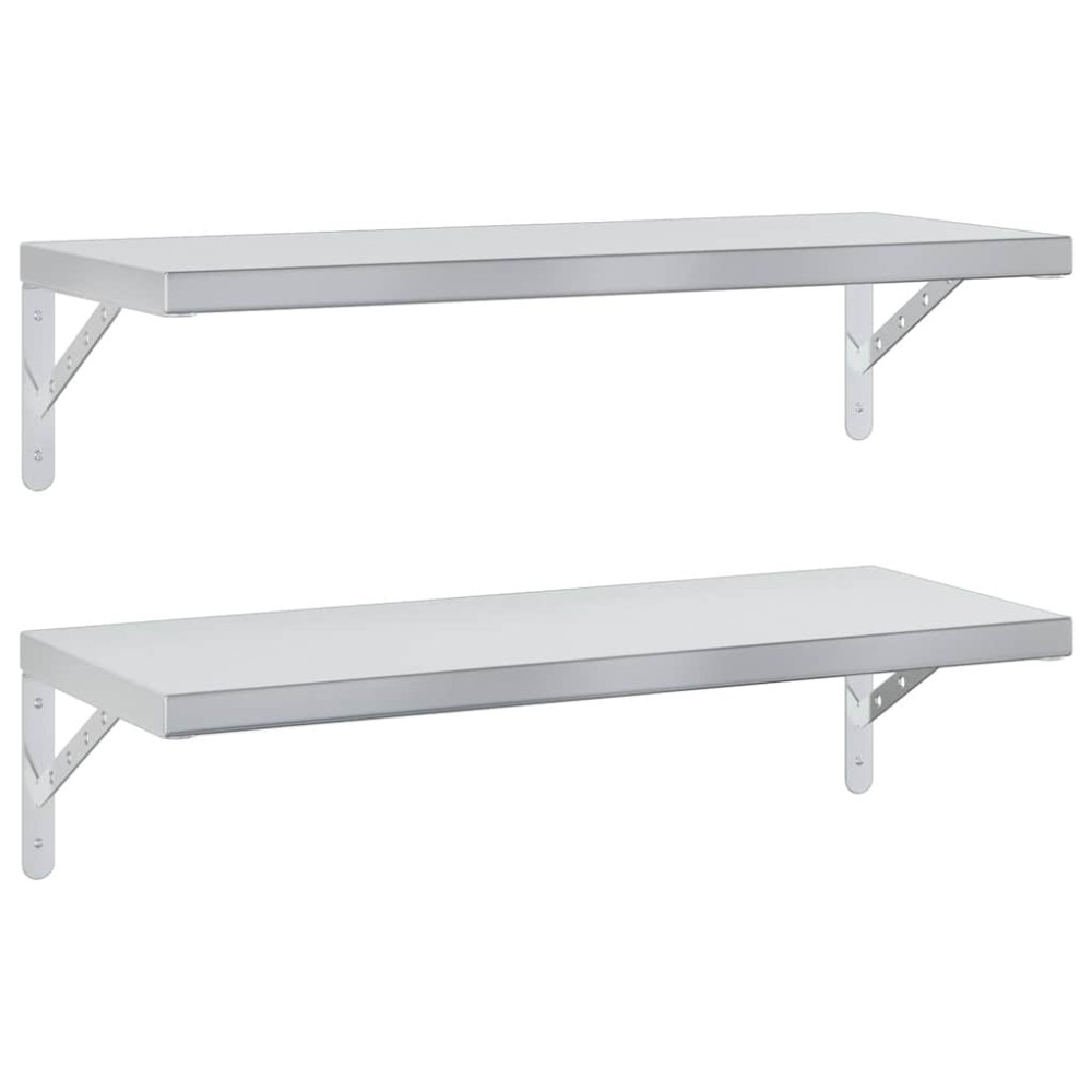 vidaXL Rafturi de perete, 2 buc., 75x30 cm, argintiu, oțel inoxidabil
