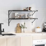 vidaXL Rafturi de perete 2 buc., 100x40 cm, negru oțel inoxidabil vidaXL Rafturi de perete 2 buc., 100x40 cm, negru oțel inoxidabil