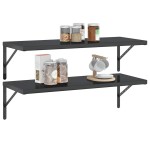 vidaXL Rafturi de perete 2 buc., 100x40 cm, negru oțel inoxidabil vidaXL Rafturi de perete 2 buc., 100x40 cm, negru oțel inoxidabil