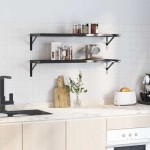 vidaXL Rafturi de perete 2 buc., 100x30 cm, negru oțel inoxidabil vidaXL Rafturi de perete 2 buc., 100x30 cm, negru oțel inoxidabil