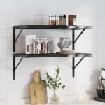 vidaXL Rafturi de perete 2 buc., 75x40 cm, negru oțel inoxidabil vidaXL Rafturi de perete 2 buc., 75x40 cm, negru oțel inoxidabil