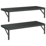 vidaXL Rafturi de perete, 2 buc., 75x30 cm, negru oțel inoxidabil vidaXL Rafturi de perete, 2 buc., 75x30 cm, negru oțel inoxidabil