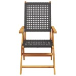 vidaXL Scaune de grădină rabatabile 6 buc. negru, poliratan/lemn masiv vidaXL Scaune de grădină rabatabile 6 buc. negru, poliratan/lemn masiv