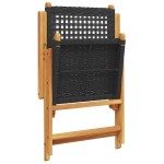 vidaXL Scaune de grădină rabatabile 8 buc. negru, poliratan/lemn masiv