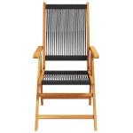 vidaXL Scaune de grădină rabatabile, 6 buc., negru, lemn masiv acacia