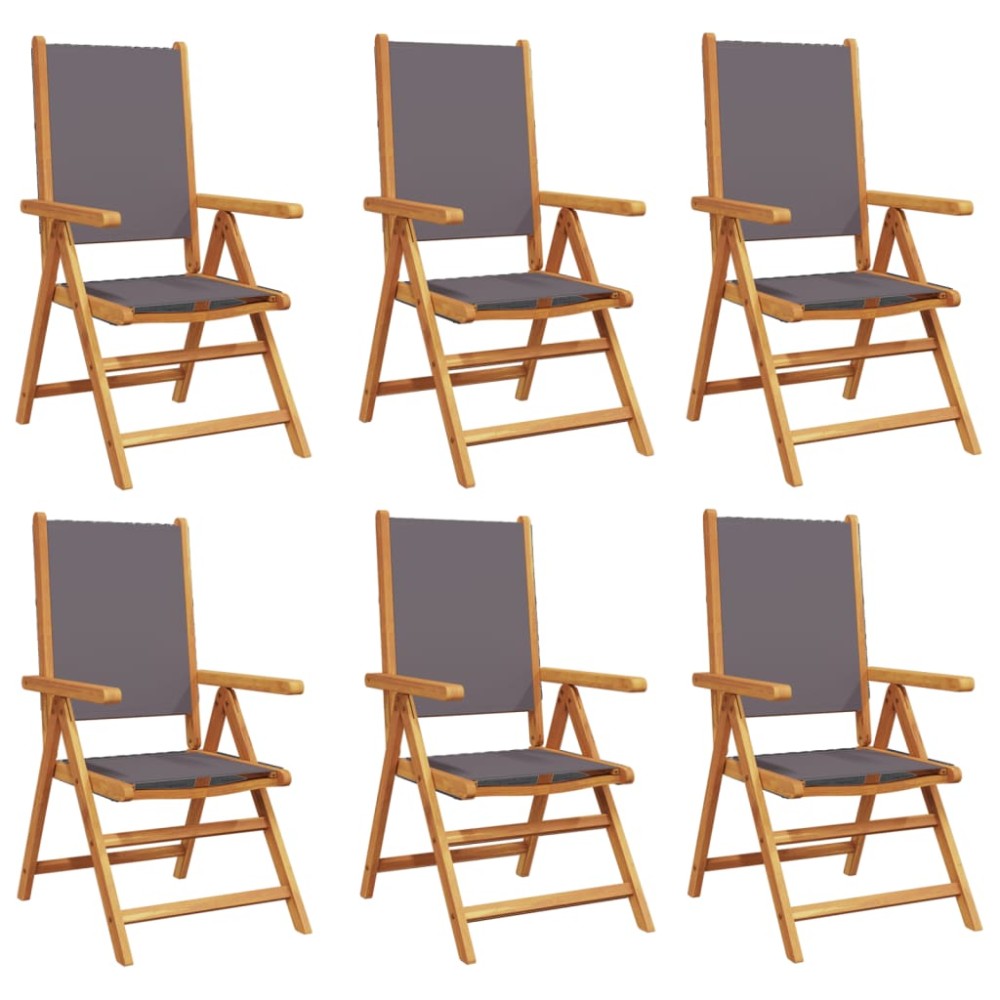 vidaXL Scaune de grădină rabatabile 6 buc., textil antracit/lemn masiv