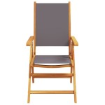 vidaXL Scaune de grădină rabatabile 6 buc., textil antracit/lemn masiv
