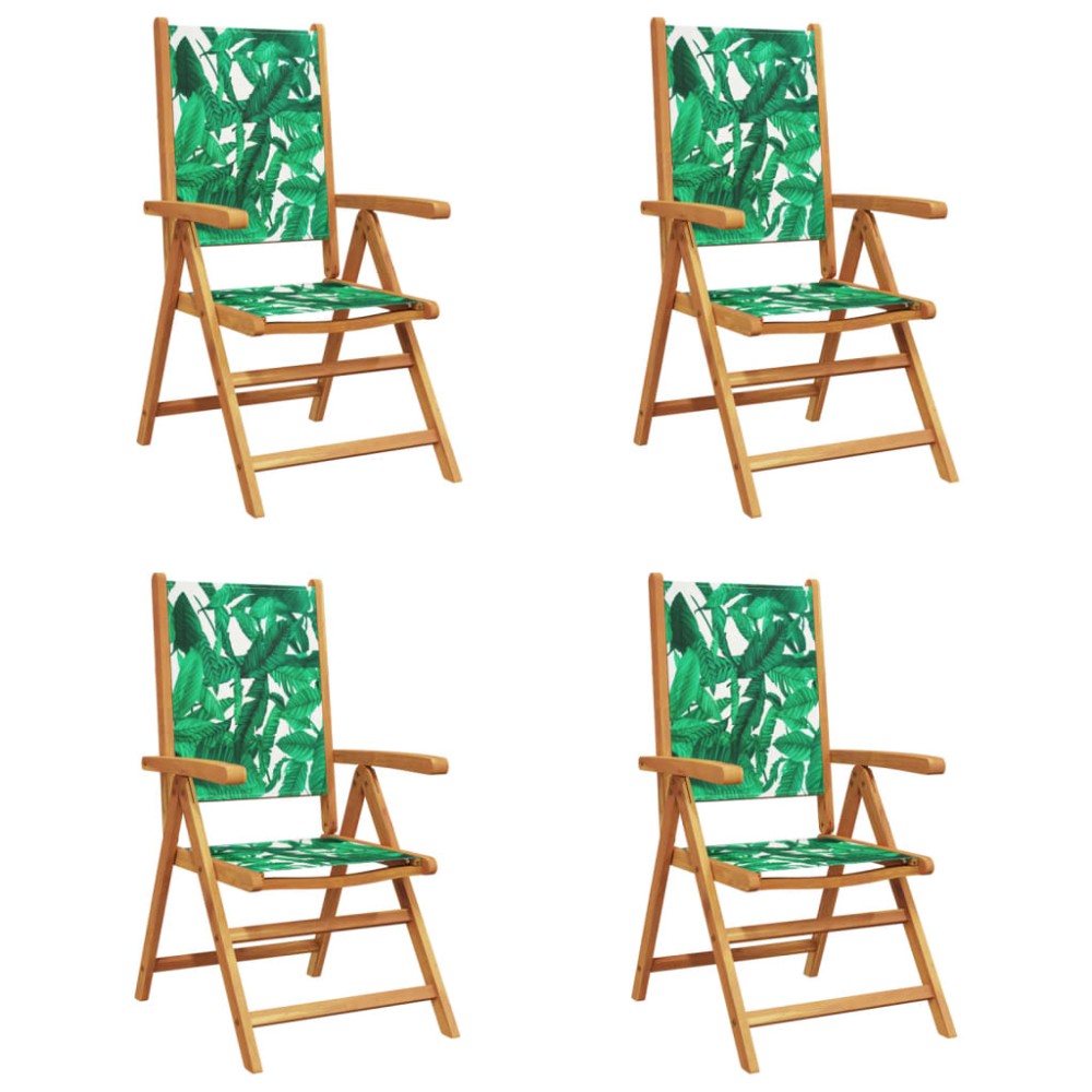 vidaXL Scaune de grădină rabatabile 4 buc., textil verde/lemn masiv