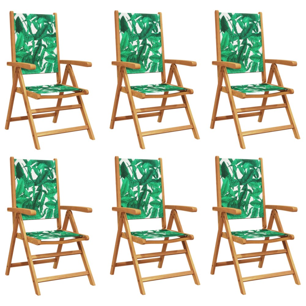 vidaXL Scaune de grădină rabatabile 6 buc., textil verde/lemn masiv