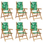 vidaXL Scaune de grădină rabatabile 6 buc., textil verde/lemn masiv vidaXL Scaune de grădină rabatabile 6 buc., textil verde/lemn masiv
