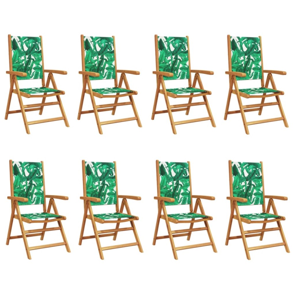 vidaXL Scaune de grădină rabatabile 8 buc., textil verde/lemn masiv