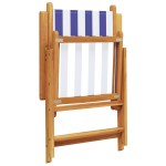 vidaXL Scaune grădină rabatabile 4buc., textil albastru alb/lemn masiv