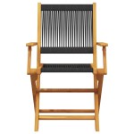 vidaXL Scaune de grădină pliabile, 4 buc., negru, lemn masiv acacia