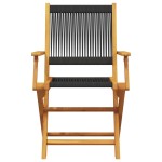 vidaXL Scaune de grădină pliabile, 6 buc., negru, lemn masiv acacia