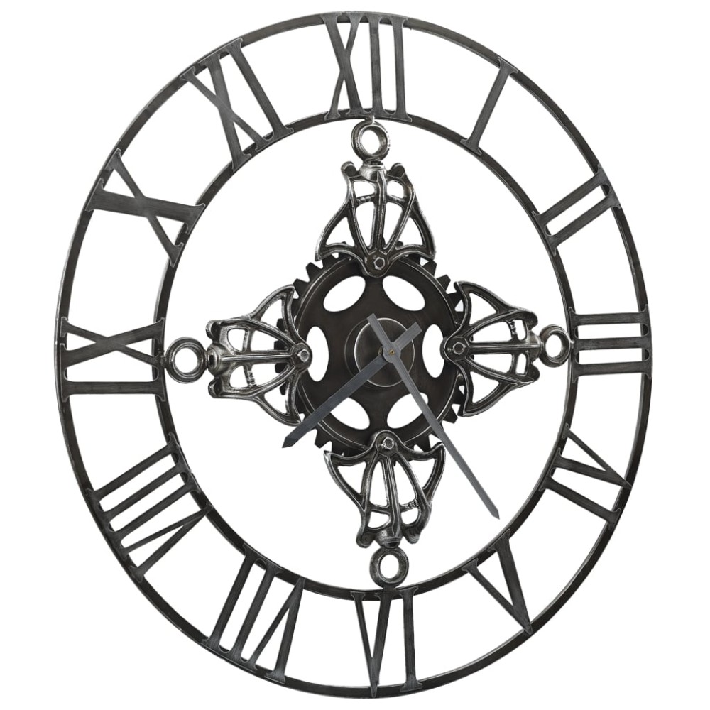 vidaXL Ceas de perete, argintiu, 78 cm, metal