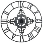 vidaXL Ceas de perete, argintiu, 78 cm, metal vidaXL Ceas de perete, argintiu, 78 cm, metal
