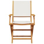 vidaXL Scaune de grădină pliabile 6 buc., textil alb crem/lemn masiv
