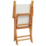 vidaXL Scaune de grădină pliabile 6 buc., textil alb crem/lemn masiv