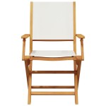 vidaXL Scaune de grădină pliabile 8 buc., textil alb crem/lemn masiv