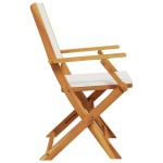 vidaXL Scaune de grădină pliabile 8 buc., textil alb crem/lemn masiv