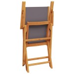 vidaXL Scaune de grădină pliabile 8 buc., textil antracit/lemn masiv