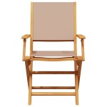 vidaXL Scaune de grădină pliabile 4 buc., textil taupe/lemn masiv vidaXL Scaune de grădină pliabile 4 buc., textil taupe/lemn masiv