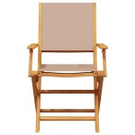 vidaXL Scaune de grădină pliabile 6 buc., textil taupe/lemn masiv