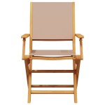 vidaXL Scaune de grădină pliabile 8 buc., textil taupe/lemn masiv