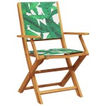 vidaXL Scaune de grădină pliabile 4 buc., textil verde/lemn masiv